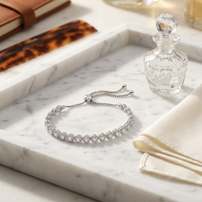 Diamond Round Links Bracelet in 14k White Gold 2-1/6ctw — marble silk