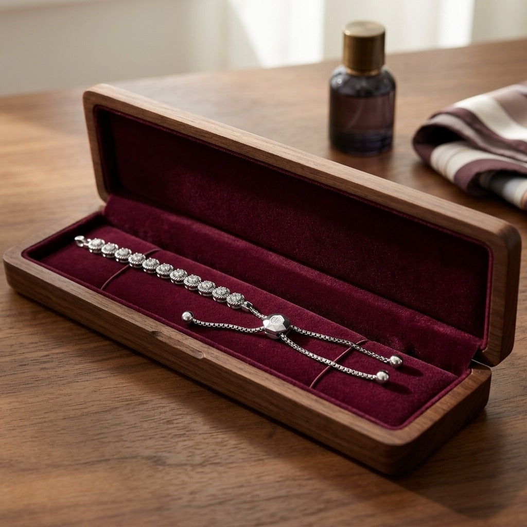 Diamond Round Links Bracelet in 14k White Gold 2-1/6ctw — velvet box