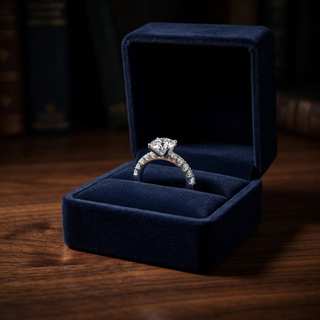 1 1/3ctw Round Diamond Shared Prong Engagement Ring In 14k White Gold, Igi-certified — gift presentation