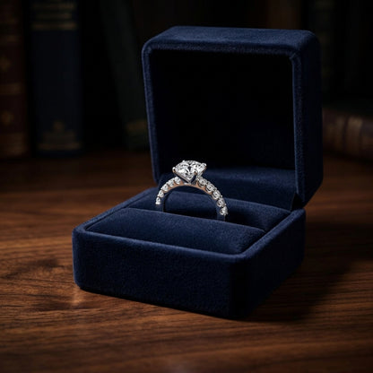 1 1/3ctw Round Diamond Shared Prong Engagement Ring In 14k White Gold, Igi-certified — gift presentation