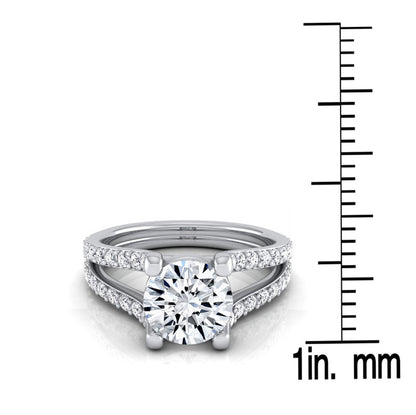 1 1/3ctw Round Diamond Shared Prong Engagement Ring In 14k White Gold, Igi-certified