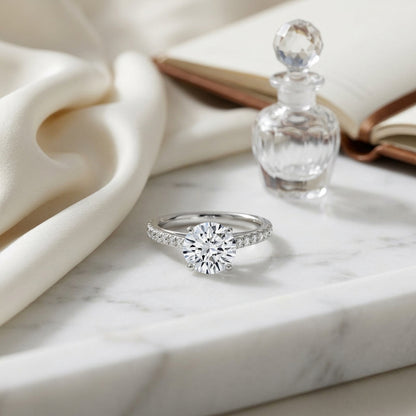 1 1/4ctw Round Diamond Classic 4 Prong Engagement Ring In 14k White Gold, Igi-certified — atelier still life