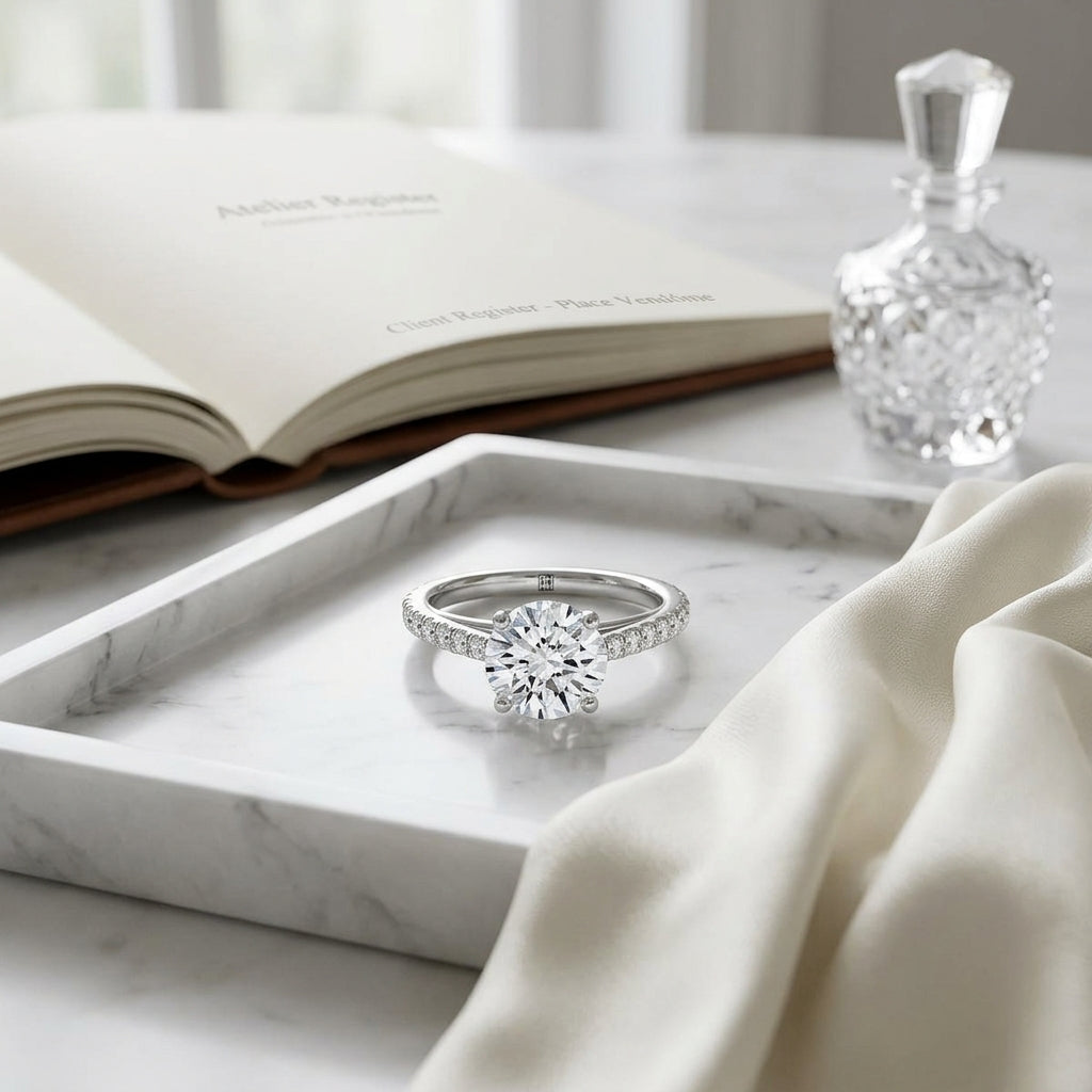 Classic 4 Prong Diamond Ring with Peridot in 14K White Gold - lifestyle