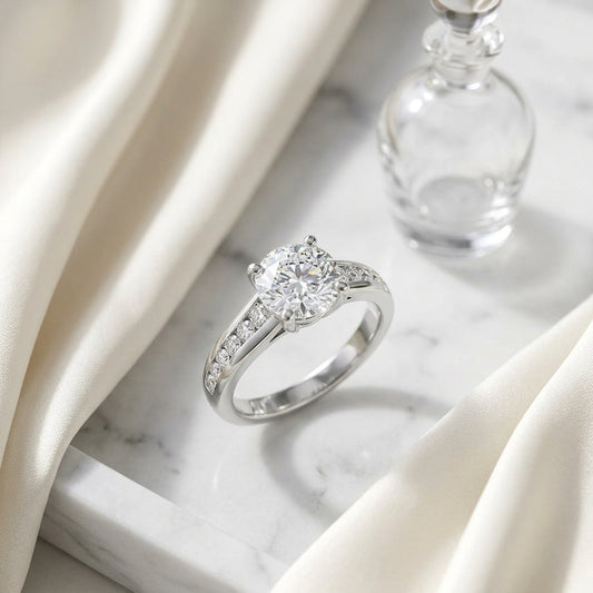 1 1/6 Carat Round Diamond Channel Engagement Ring In 14k White Gold, Igi-certified — atelier still life