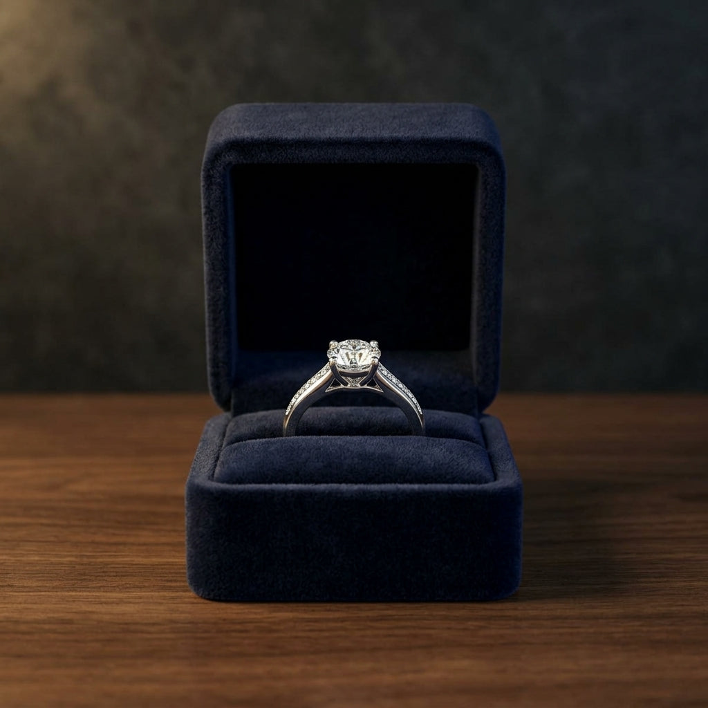 1 1/6 Carat Round Diamond Channel Engagement Ring In 14k White Gold, Igi-certified — gift presentation