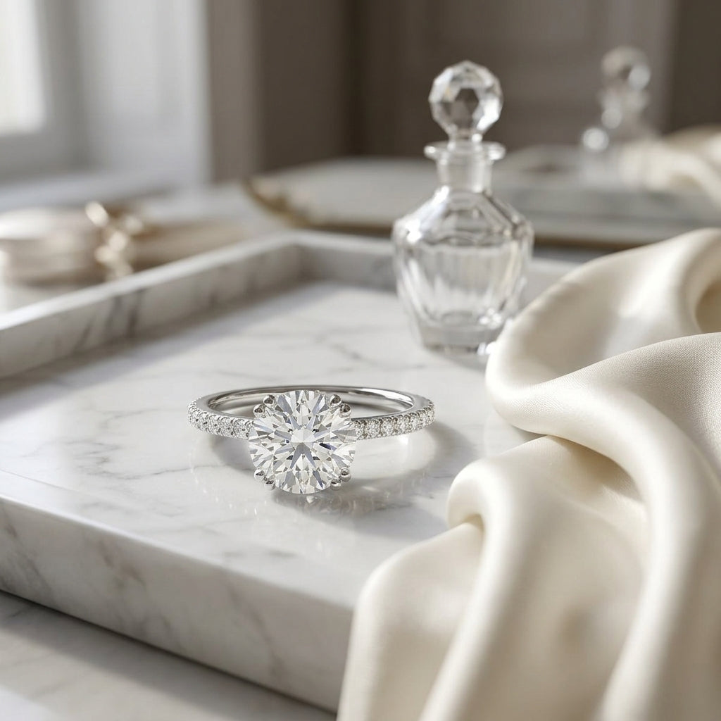 1 1/6ctw Round Diamond Classic Petite Split Prong Igi-certified Engagement Ring In 14k White Gold — atelier still life