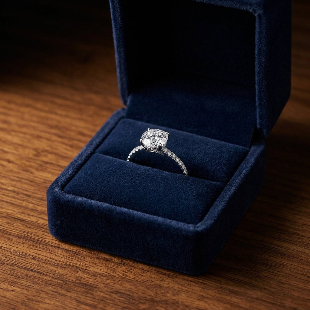 1 1/6ctw Round Diamond Classic Petite Split Prong Igi-certified Engagement Ring In 14k White Gold — gift presentation