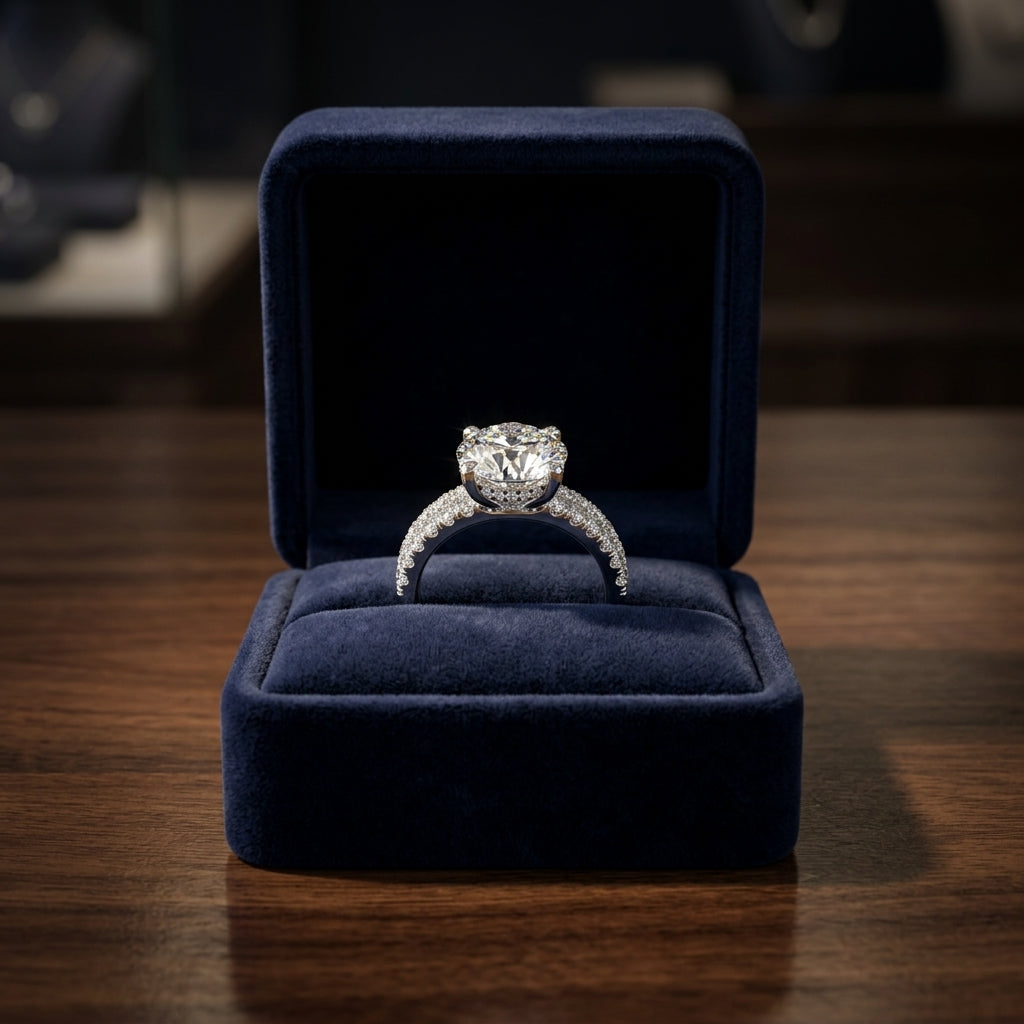 1 1/4ctw Round Diamond Double Row Engagement Ring With Micro U Set Pave In 14k White Gold, Igi-certified — gift presentation
