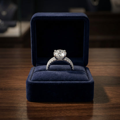 1 1/4ctw Round Diamond Double Row Engagement Ring With Micro U Set Pave In 14k White Gold, Igi-certified — gift presentation
