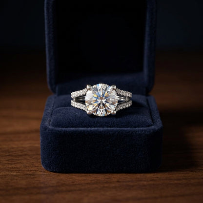 1 1/2ctw Round Diamond Engagement Ring With Pave Split Shank In 14k White Gold, Igi-certified — gift presentation
