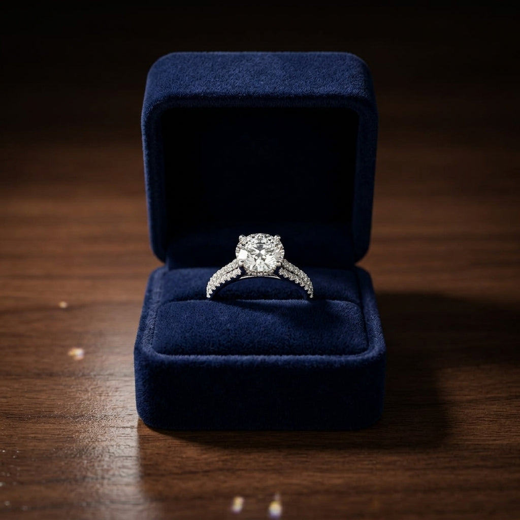 1 1/5ctw Round Diamond 2 Row Engagement Ring With Double Prong Cathedral Setting In 14k White Gold, Igi-certified — gift presentation