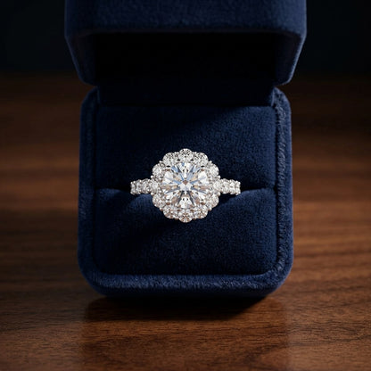 2 1/16ctw Round Diamond Halo Engagement Ring With Pave Shank In 14k White Gold, Igi-certified — gift presentation