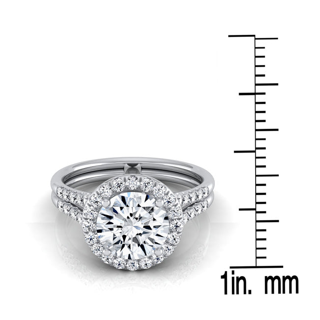 1 3/8ctw Round Diamond Halo Split Shank Engagement Ring In 14k White Gold, Igi-certified