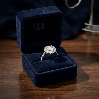 1 3/4ctw Round Diamond Double Entourage Engagement Ring In 14k White Gold, Igi-certified — gift presentation