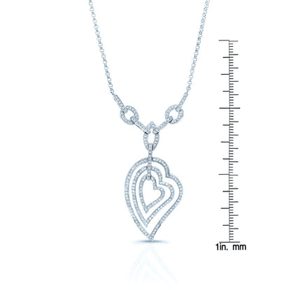Diamond Concentric Hearts Y-necklace In 14k White Gold
