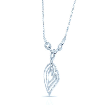 Diamond Concentric Hearts Y-necklace In 14k White Gold