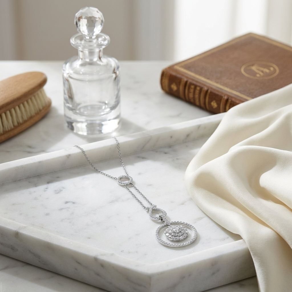 Diamond Equestrian Necklace In 14k White Gold — atelier still life