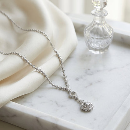 Diamond Cluster Y-necklace In 14k White Gold — atelier still life