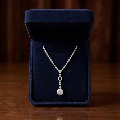 Diamond Cluster Y-necklace In 14k White Gold — gift presentation