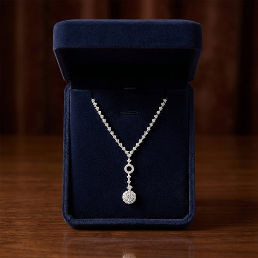 Diamond Cluster Y-necklace In 14k White Gold — gift presentation