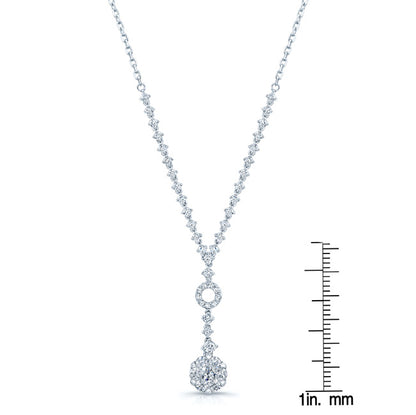 Diamond Cluster Y-necklace In 14k White Gold