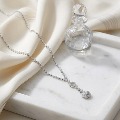 Diamond Cluster Y-necklace In 14k White Gold — atelier still life