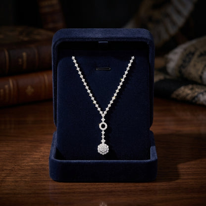 Diamond Cluster Y-necklace In 14k White Gold — gift presentation