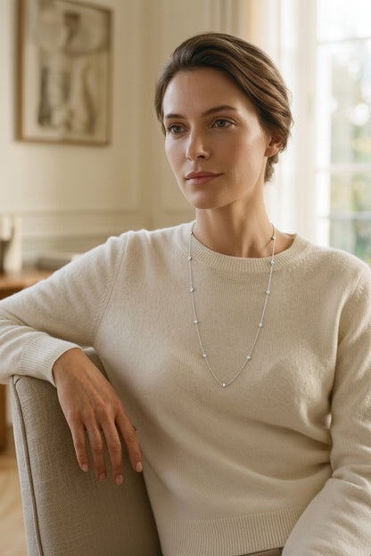 Diamonds by the Yard Round Bezel Necklace in 14k White Gold — portrait full