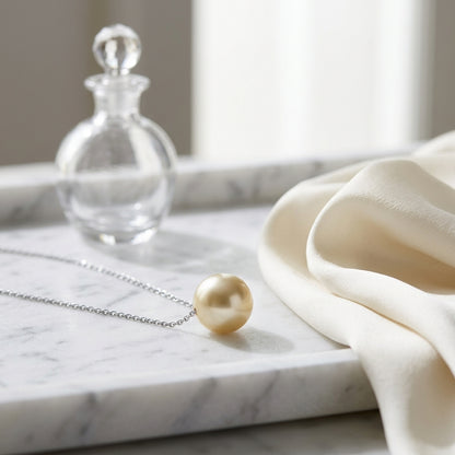 Gonden Pearl Floating Pendant In 14k White Gold — atelier still life