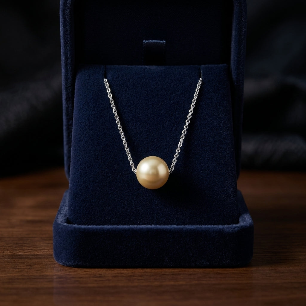 Gonden Pearl Floating Pendant In 14k White Gold — gift presentation