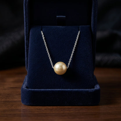 Gonden Pearl Floating Pendant In 14k White Gold — gift presentation