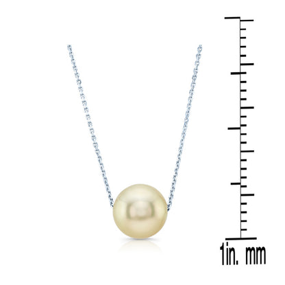Gonden Pearl Floating Pendant In 14k White Gold