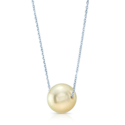 Gonden Pearl Floating Pendant In 14k White Gold