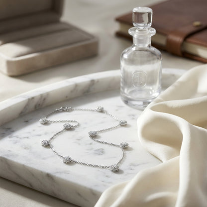 Diamonds By The Yard Round Bezel Charms Necklace In 14k White Gold — atelier still life