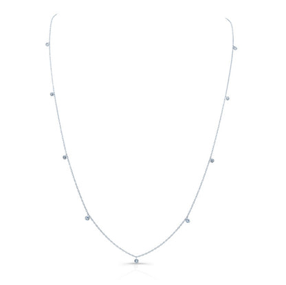 Diamonds By The Yard Round Bezel Charms Necklace In 14k White Gold
