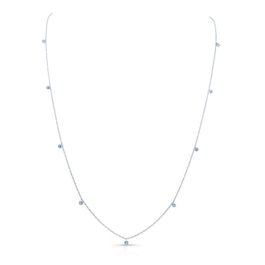 Diamonds By The Yard Round Bezel Charms Necklace In 14k White Gold