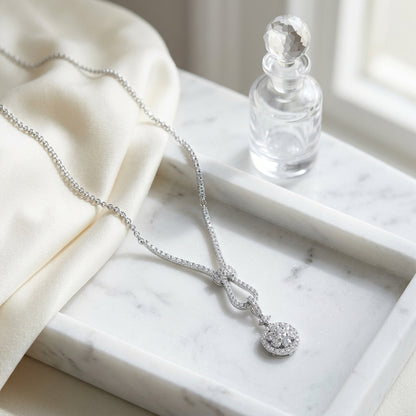 Diamond Cluster Riata Necklace In 14k White Gold — atelier still life