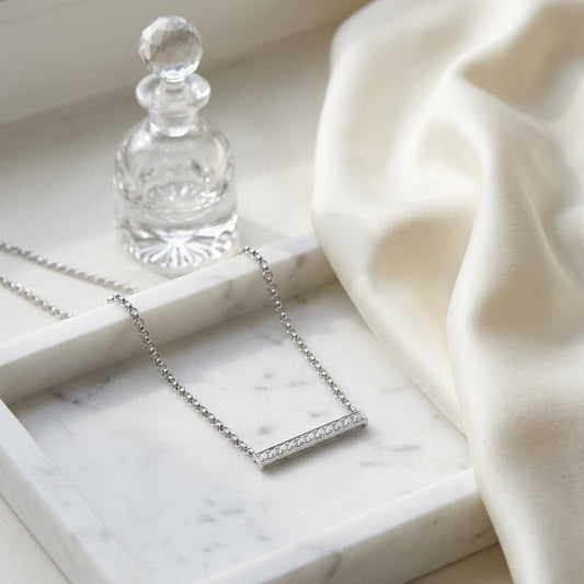 Diamond Bar Necklace In 14k White Gold 16 Inch Length — atelier still life