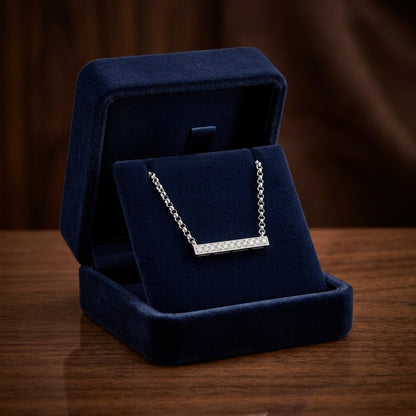 Diamond Bar Necklace In 14k White Gold 16 Inch Length — gift presentation