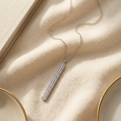 Diamond 1/3ctw Necklace Set in 14k White Gold 16-18 Adj Chain — textile flat lay