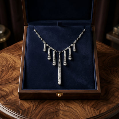 Diamond Dangle Stick Necklace 1/3ctw Adjustable 16-17-18 Inch in 14K White Gold - presentation