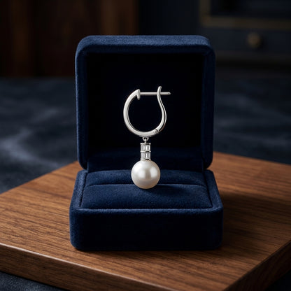 Akoya Pearl & Diamond Earrings 1/5ctw in 14K White Gold - presentation