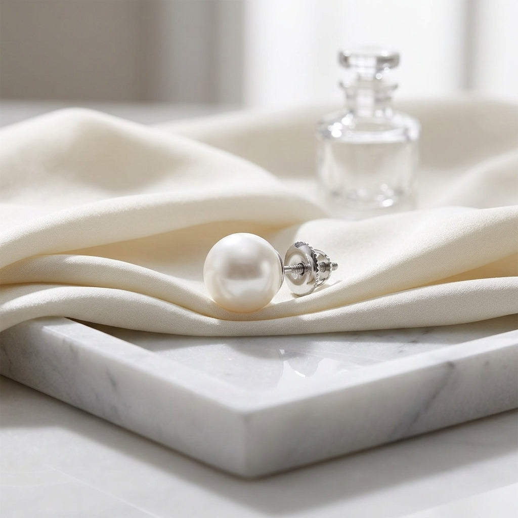 Akoya Pearl Earrings In 14k White Gold — atelier still life