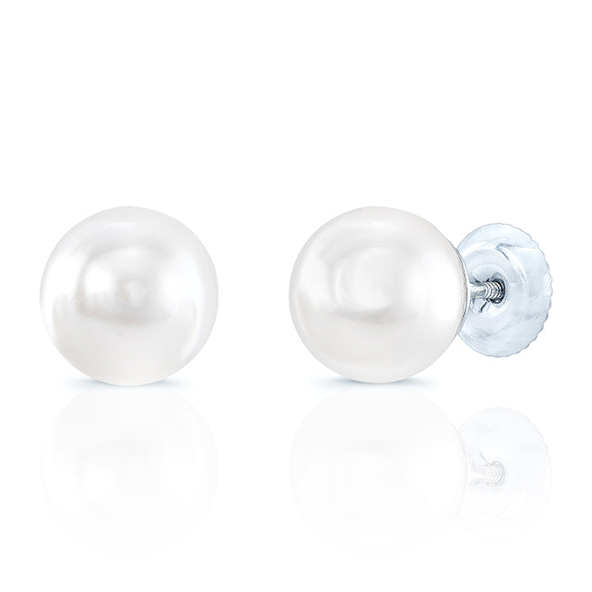 Akoya Pearl Earrings In 14k White Gold