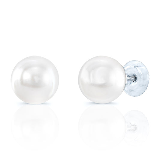 Akoya Pearl Earrings In 14k White Gold
