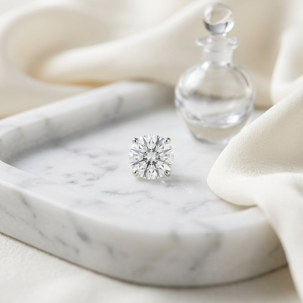 14k White Gold 3-prong Round Brilliant Diamond Stud Earrings (0.75 Ct. T.w., Vs1-vs2 Clarity, F-g Color) — atelier still life