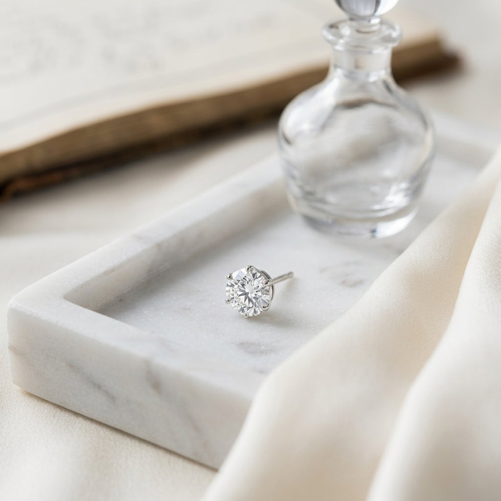14k White Gold 3-prong Round Brilliant Diamond Stud Earrings (0.75 Ct. T.w., Vs1-vs2 Clarity, H-i Color) — atelier still life
