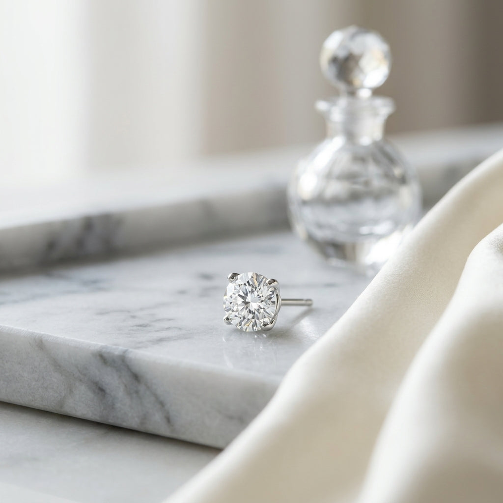14k White Gold 3-prong Round Brilliant Diamond Stud Earrings (0.75 Ct. T.w., Si1-si2 Clarity, J-k Color) — atelier still life