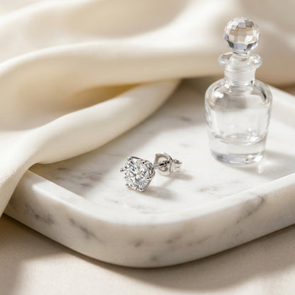 14k White Gold 3-prong Round Brilliant Diamond Stud Earrings (1.06 Ct. T.w., Vs1-vs2 Clarity, F-g Color) — atelier still life