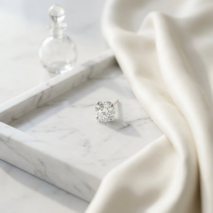 14k White Gold 3-prong Round Brilliant Diamond Stud Earrings (1 Ct. T.w., Si1-si2 Clarity, H-i Color) — atelier still life